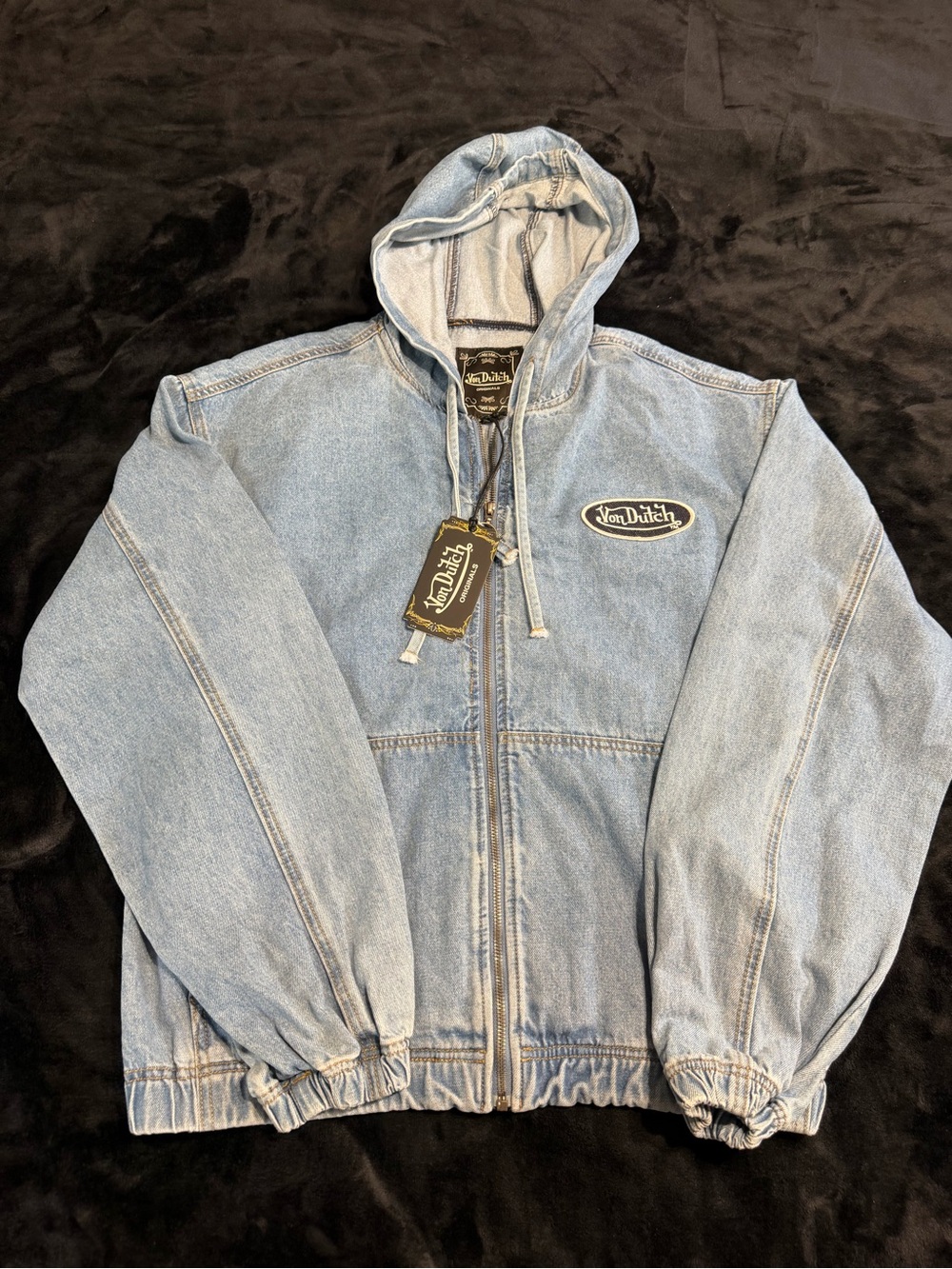 Von Dutch Men's Light Blue Denim Hoodie Jacket S